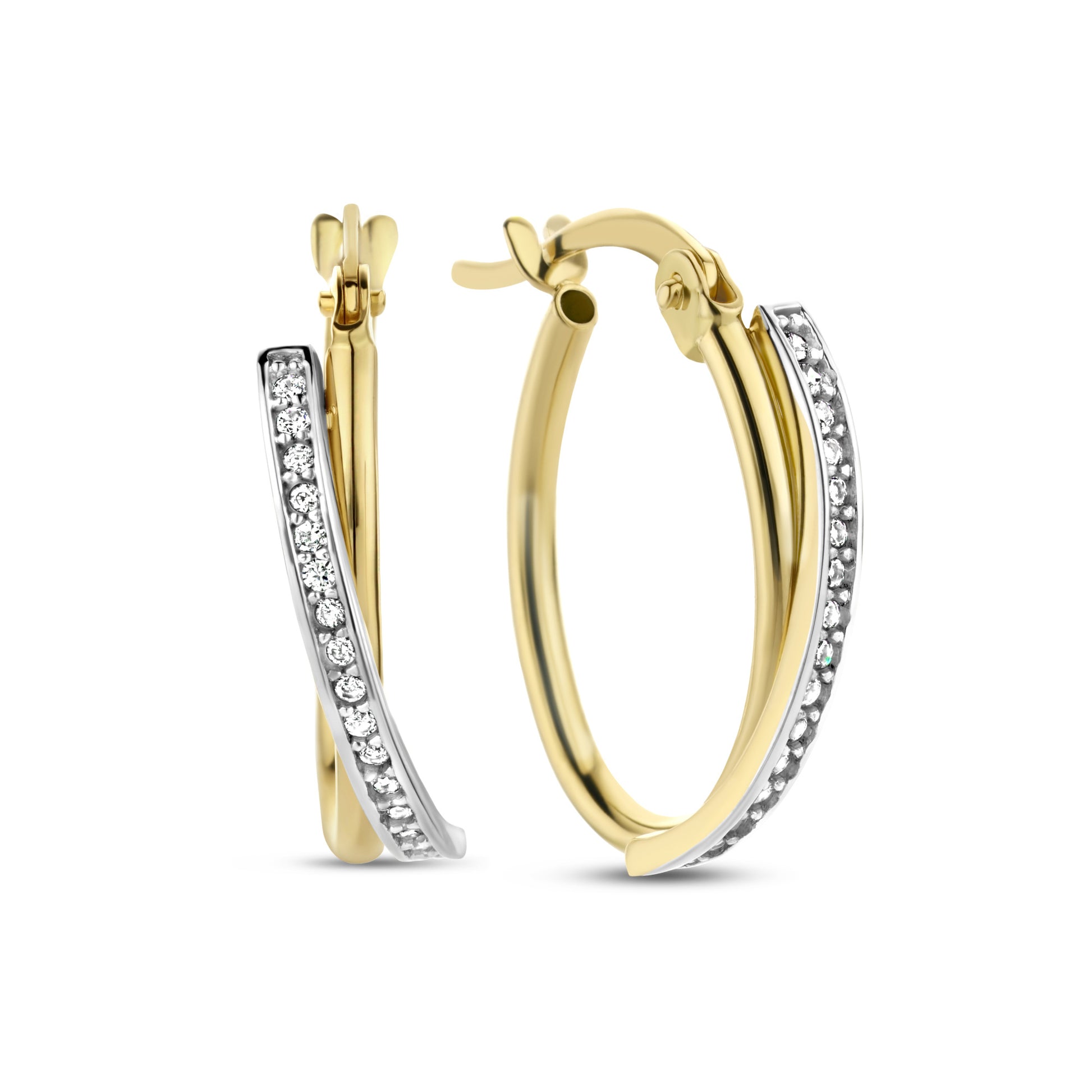 Aidee Phillou 14 karat gold hoop earrings with zirconia stones -  - Isabel Bernard