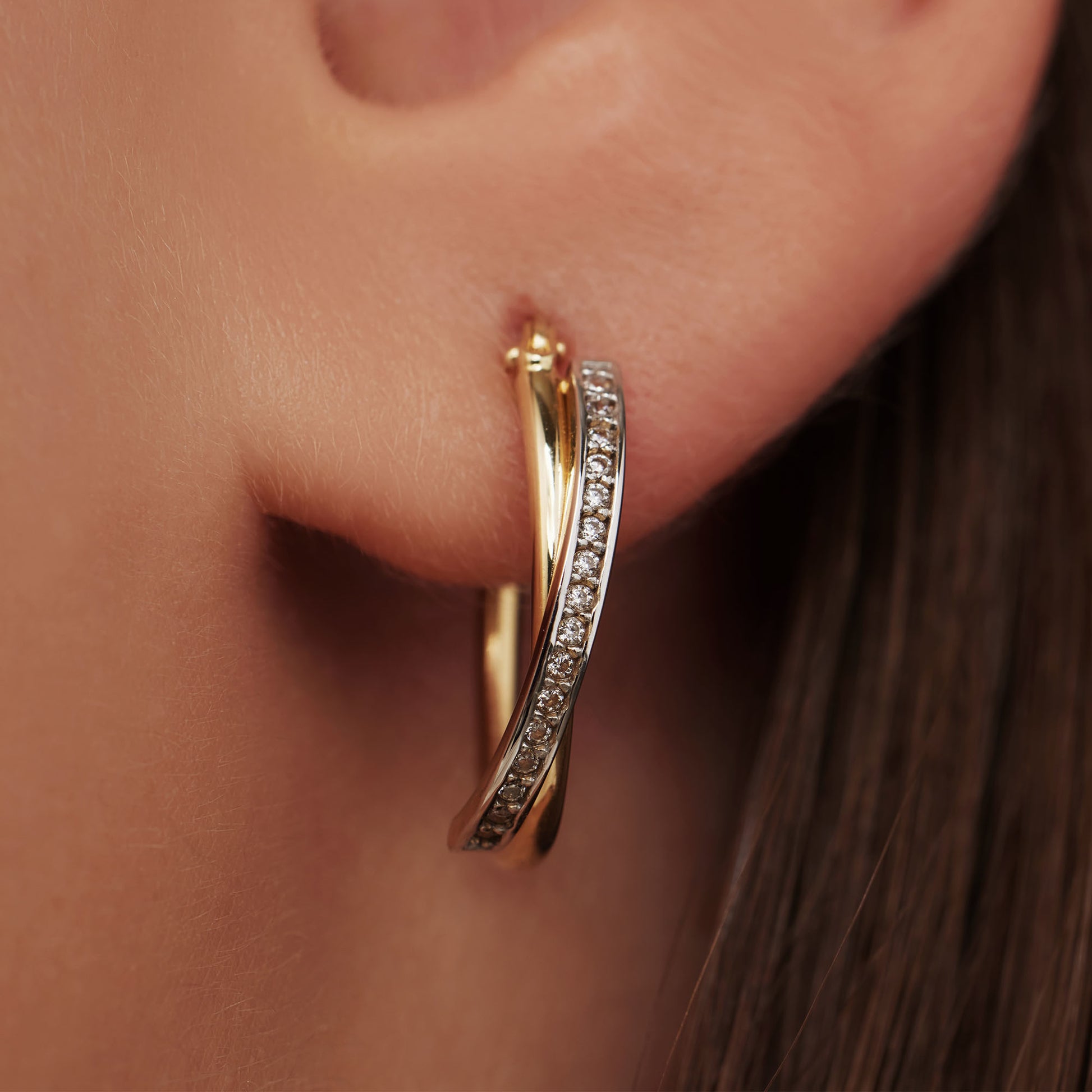 Aidee Phillou 14 karat gold hoop earrings with zirconia stones -  - Isabel Bernard