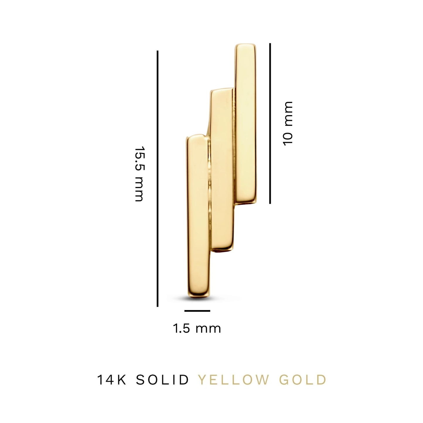 Le Marais Rosalie 14 karat gold ear studs with 3 rods -  - Isabel Bernard