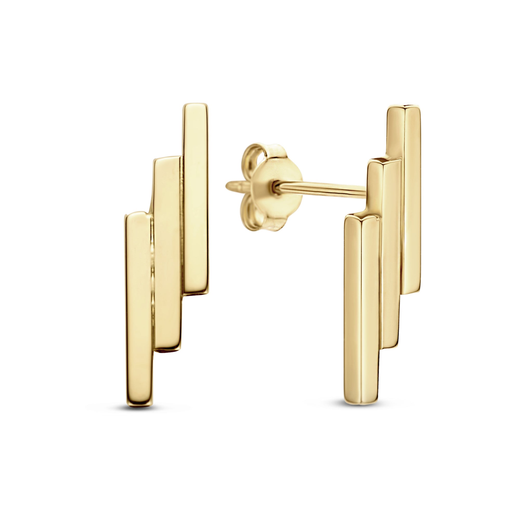 Le Marais Rosalie 14 karat gold ear studs with 3 rods -  - Isabel Bernard