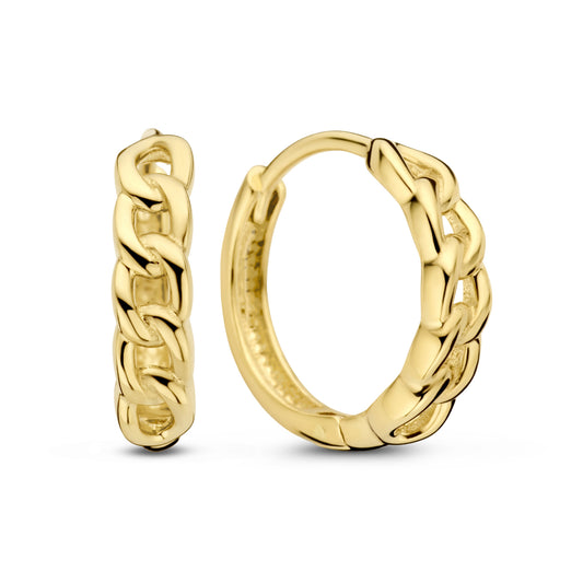 Le Marais Règine 14 karat gold hoop earrings with chains -  - Isabel Bernard