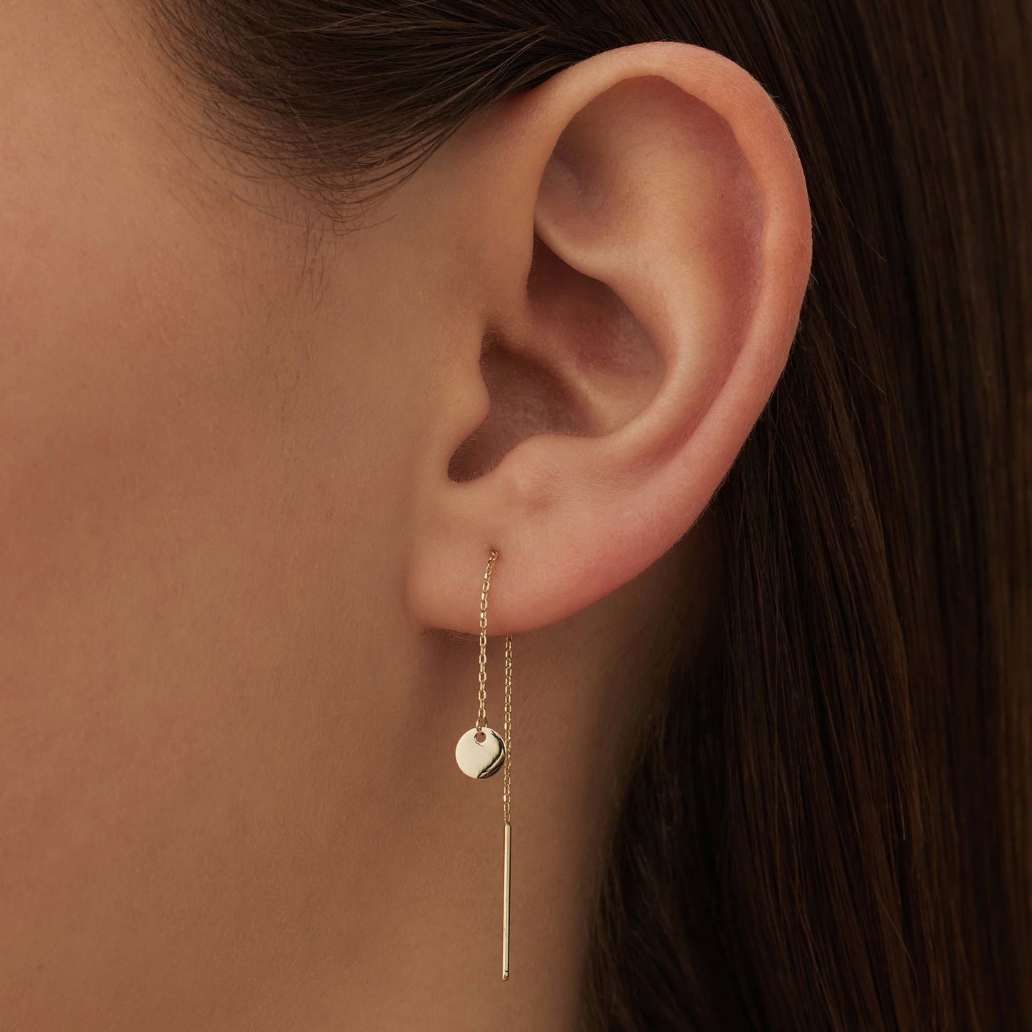 Le Marais Jeanne 14 karat gold pull through earrings with coin -  - Isabel Bernard