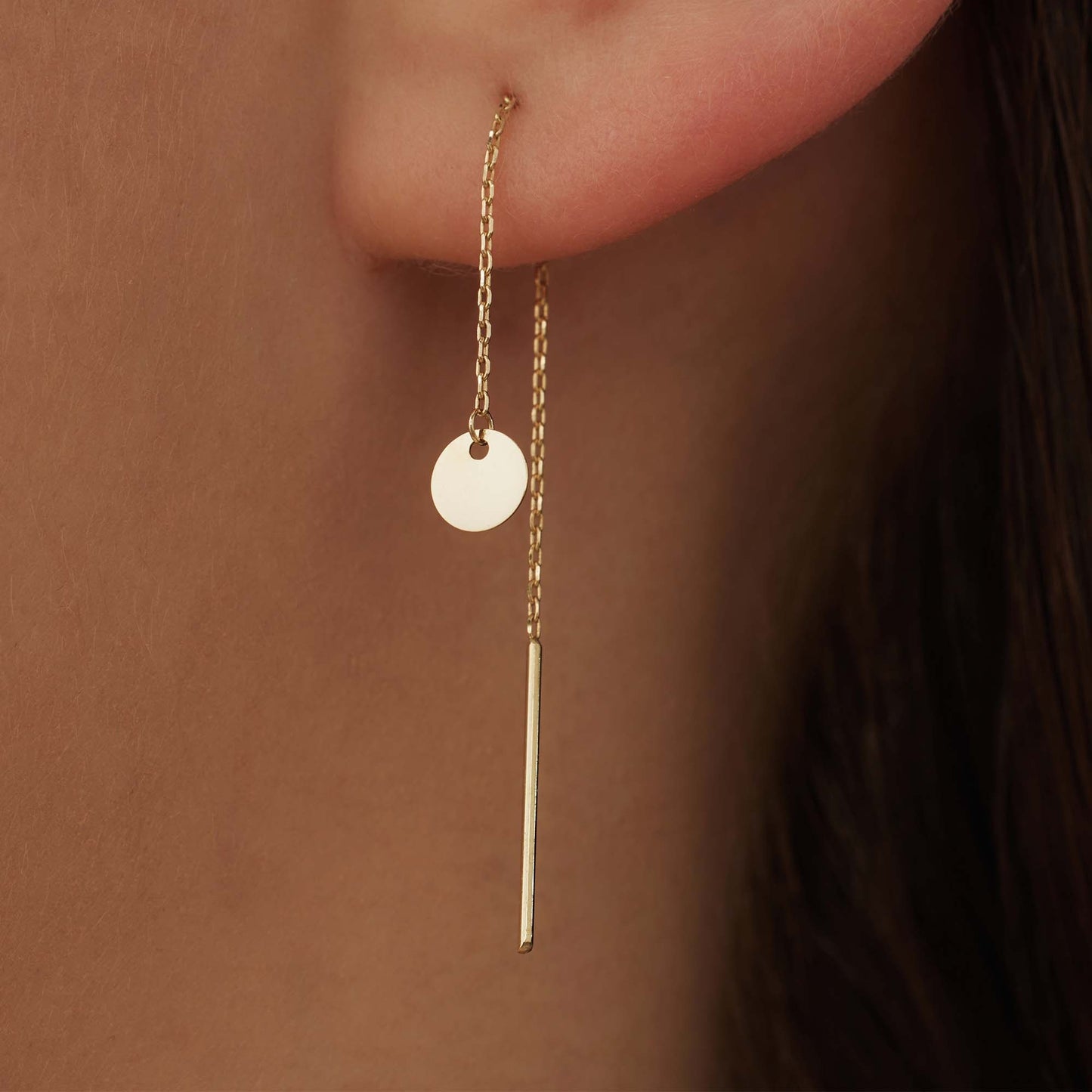 Le Marais Jeanne 14 karat gold pull through earrings with coin -  - Isabel Bernard