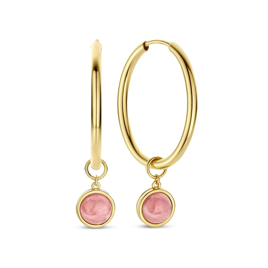 Belleville Adora 14 karat gold hoop earrings with rose quartz gemstone -  - Isabel Bernard