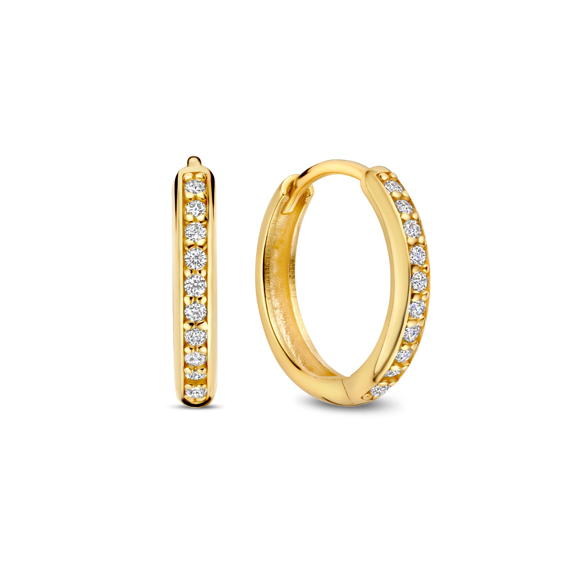 Le Marais Merle 14 karat gold hoop earrings with zirconia (10 mm) -  - Isabel Bernard