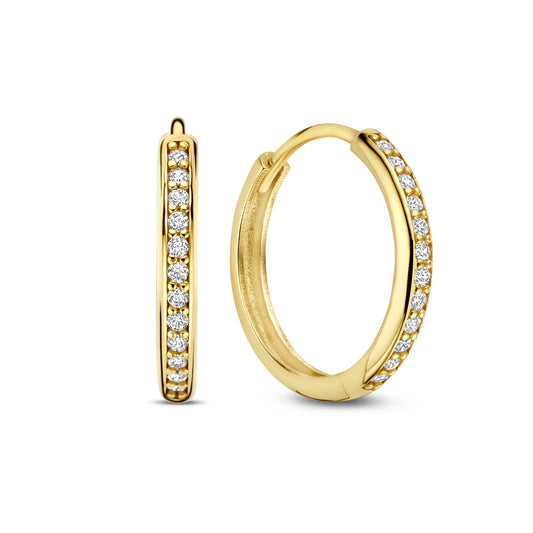 Le Marais Merle 14 karat gold hoop earrings with zirconia (12.5 mm) -  - Isabel Bernard