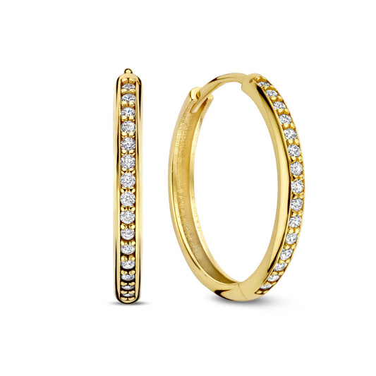 Le Marais Merle 14 karat gold hoop earrings with zirconia (15.5 mm) -  - Isabel Bernard