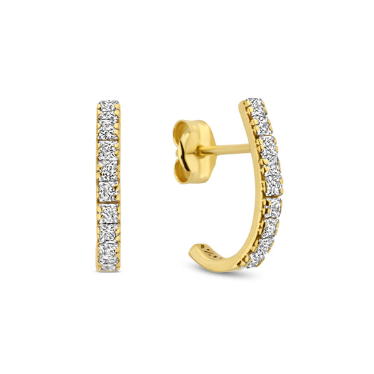 Rivoli Alizée 14 karat gold half hoop earrings with zirconia stone -  - Isabel Bernard