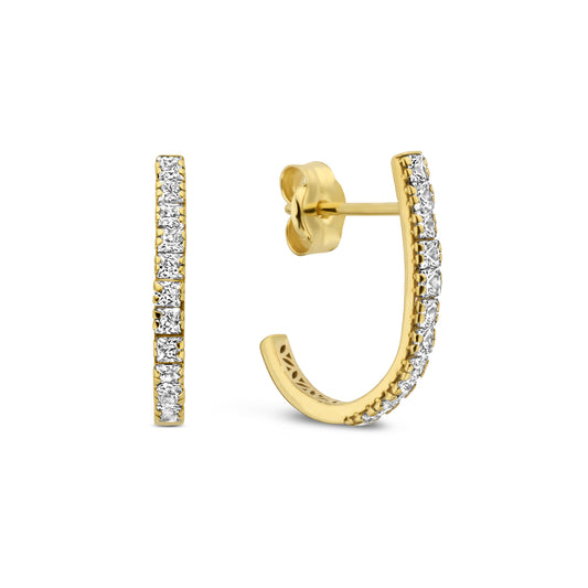 Rivoli Alizée 14 karat gold half hoop earrings with zirconia stone -  - Isabel Bernard