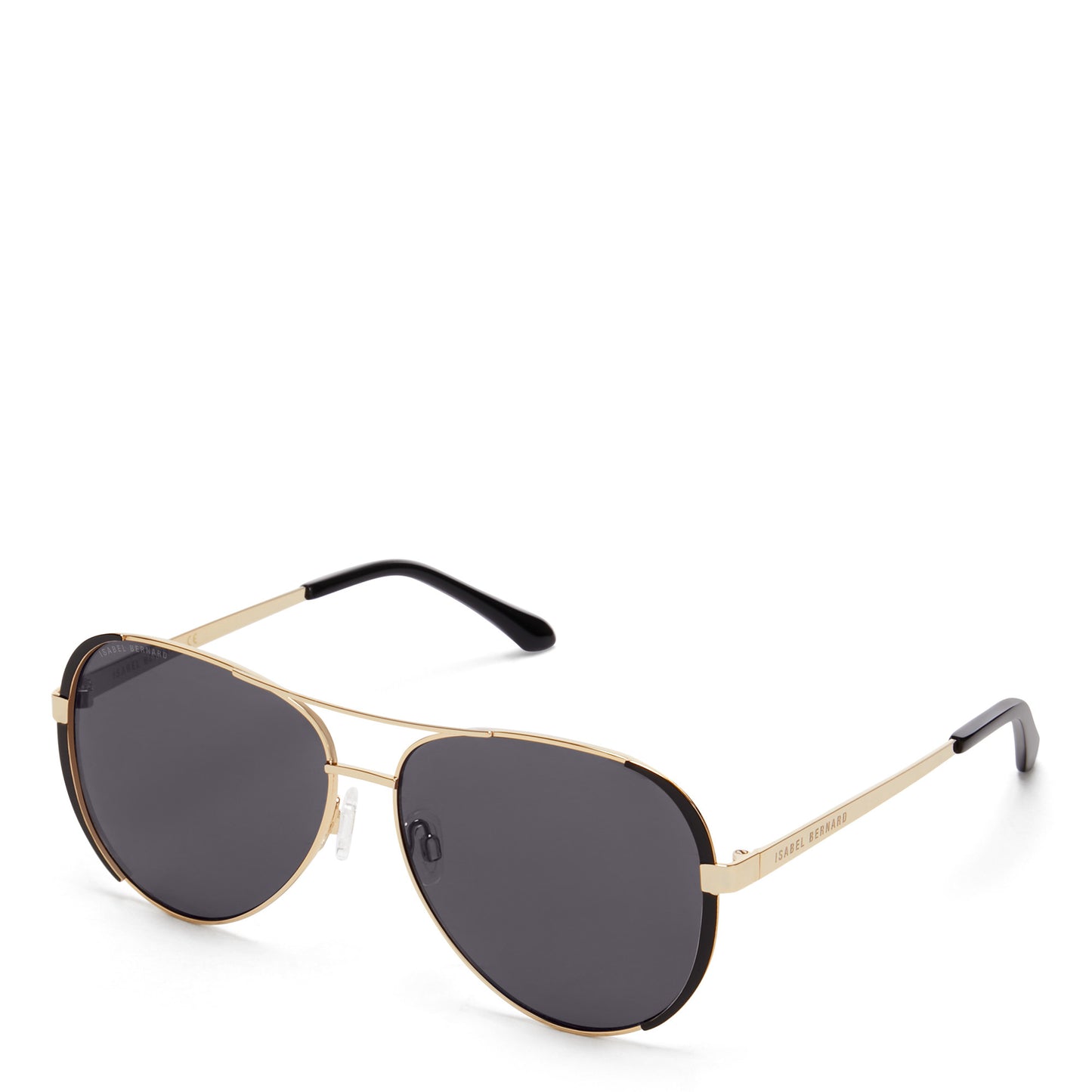 La Villette Roxanne gold coloured aviator sunglasses with black lenses -  - Isabel Bernard