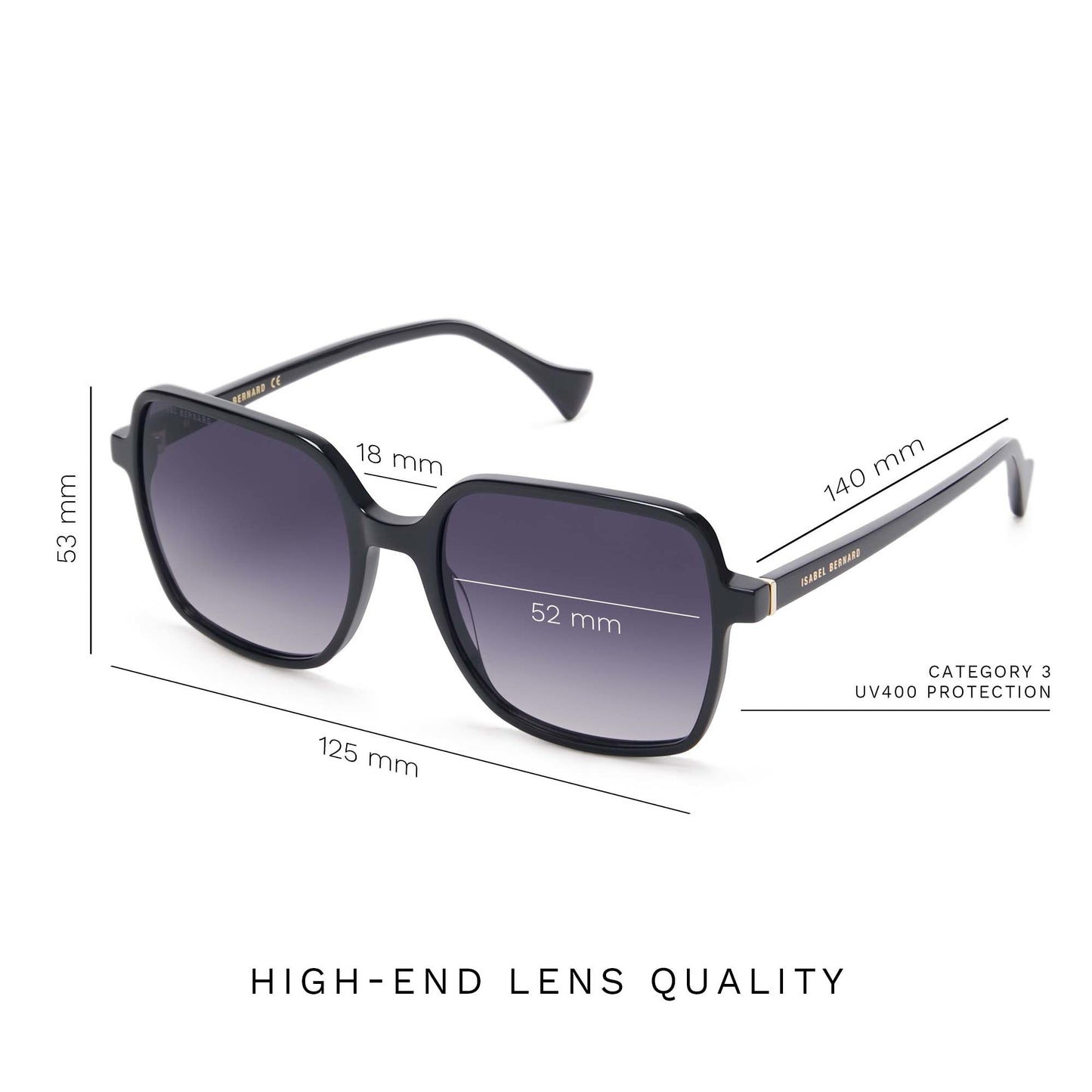 La Villette Rene black square sunglasses with black lenses gradient -  - Isabel Bernard