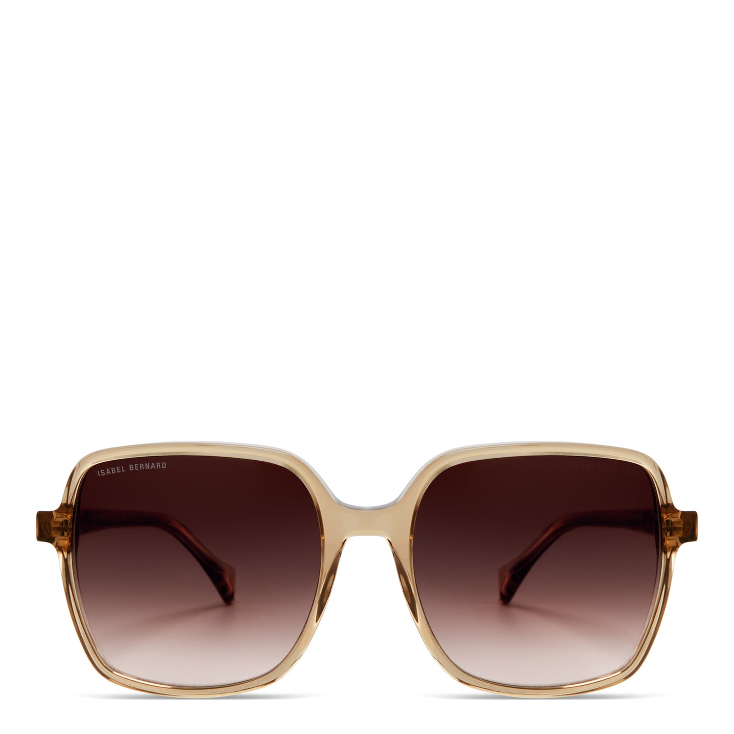 La Villette Rene transparent beige square sunglasses with brown lenses gradient -  - Isabel Bernard