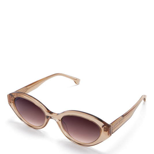 La Villette Rosaire transparent beige oval sunglasses with brown lenses gradient -  - Isabel Bernard