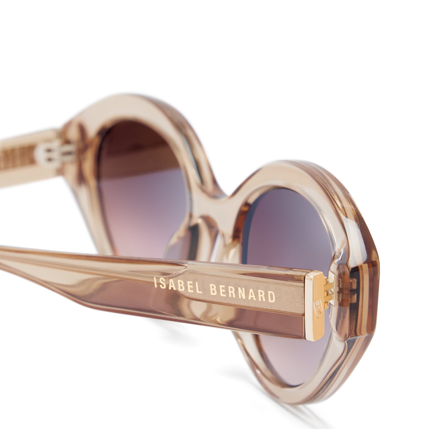 La Villette Rosaire transparent beige oval sunglasses with brown lenses gradient -  - Isabel Bernard