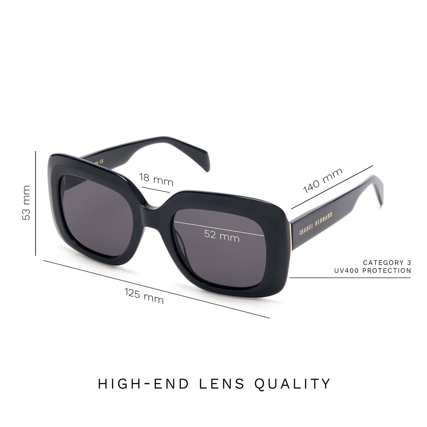 La Villette Rive black square sunglasses with black lenses -  - Isabel Bernard