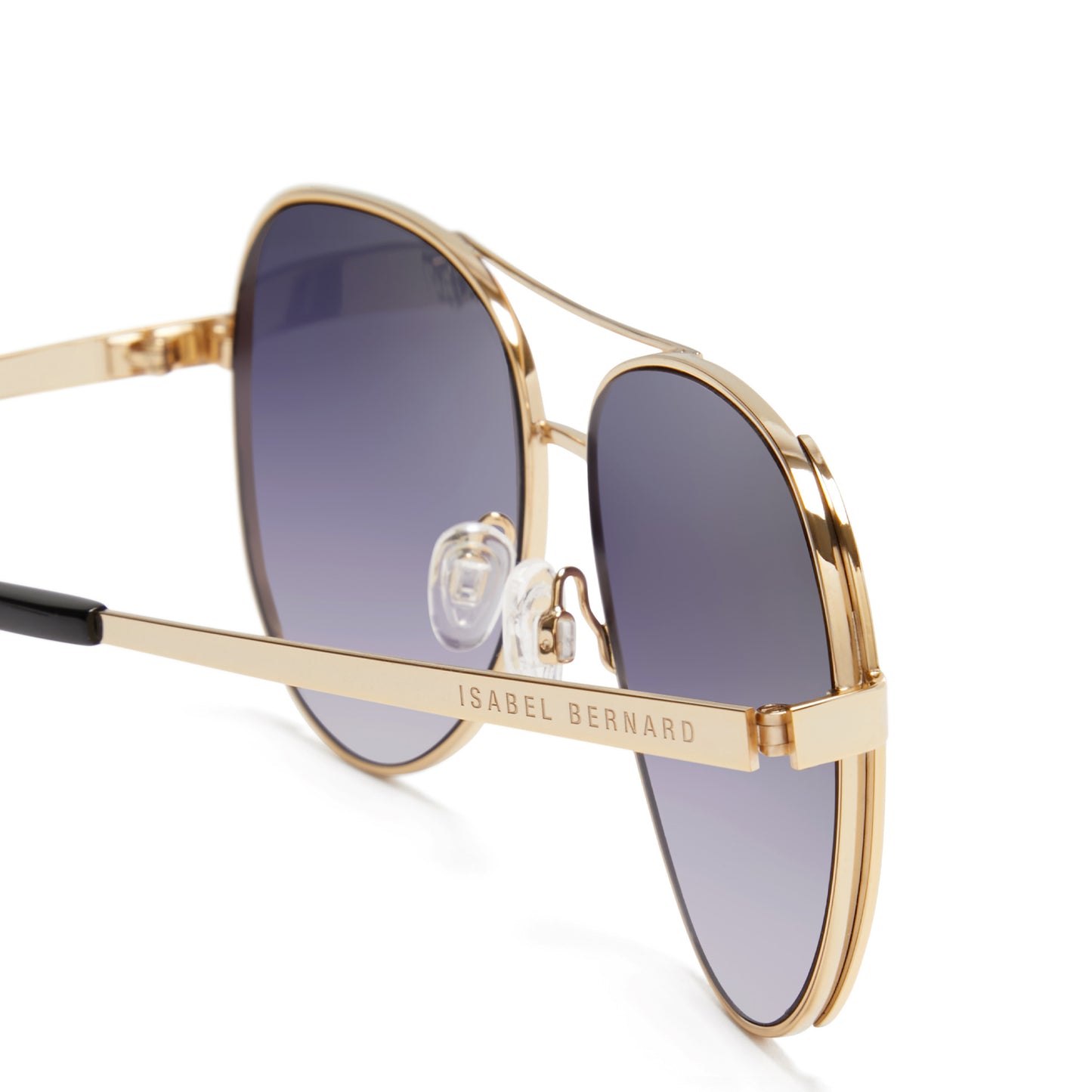 La Villette Ruby gold coloured aviator sunglasses with black lenses gradient -  - Isabel Bernard