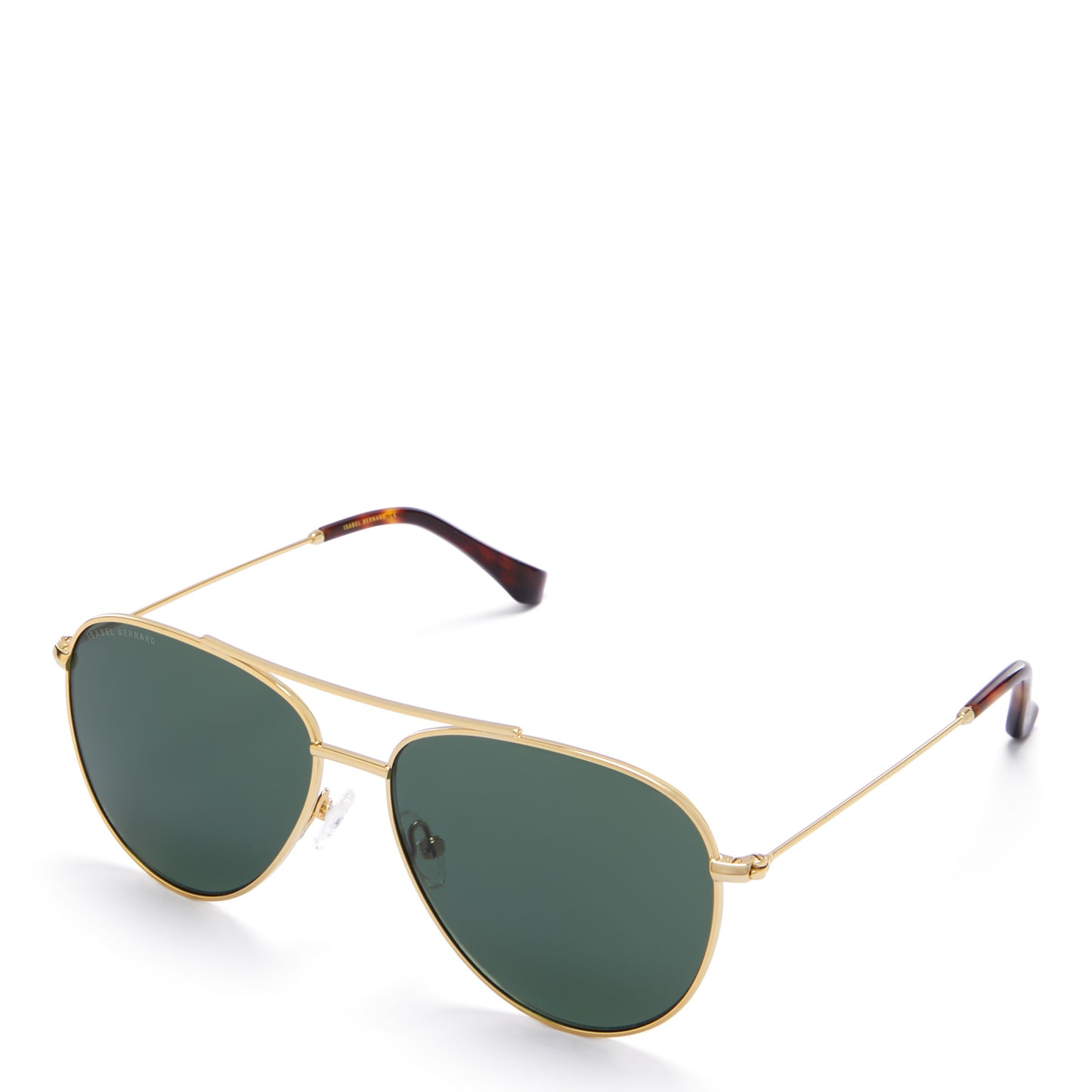 La Villette Remi gold coloured aviator sunglasses with green lenses -  - Isabel Bernard