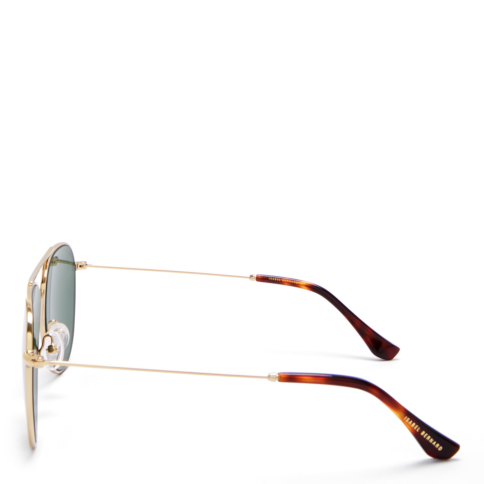 La Villette Remi gold coloured aviator sunglasses with green lenses -  - Isabel Bernard