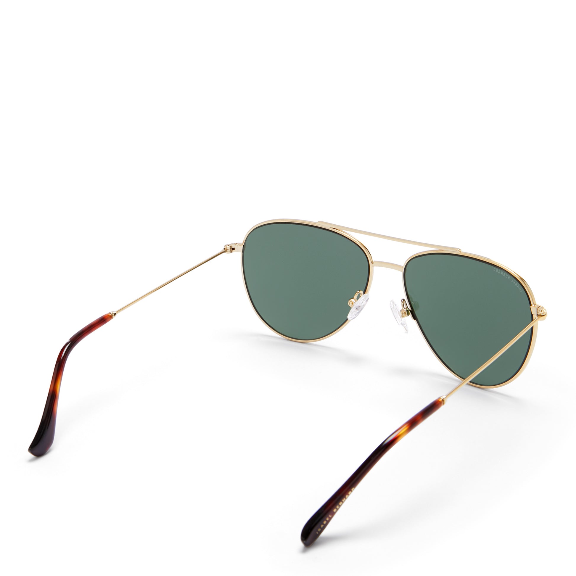 La Villette Remi gold coloured aviator sunglasses with green lenses -  - Isabel Bernard