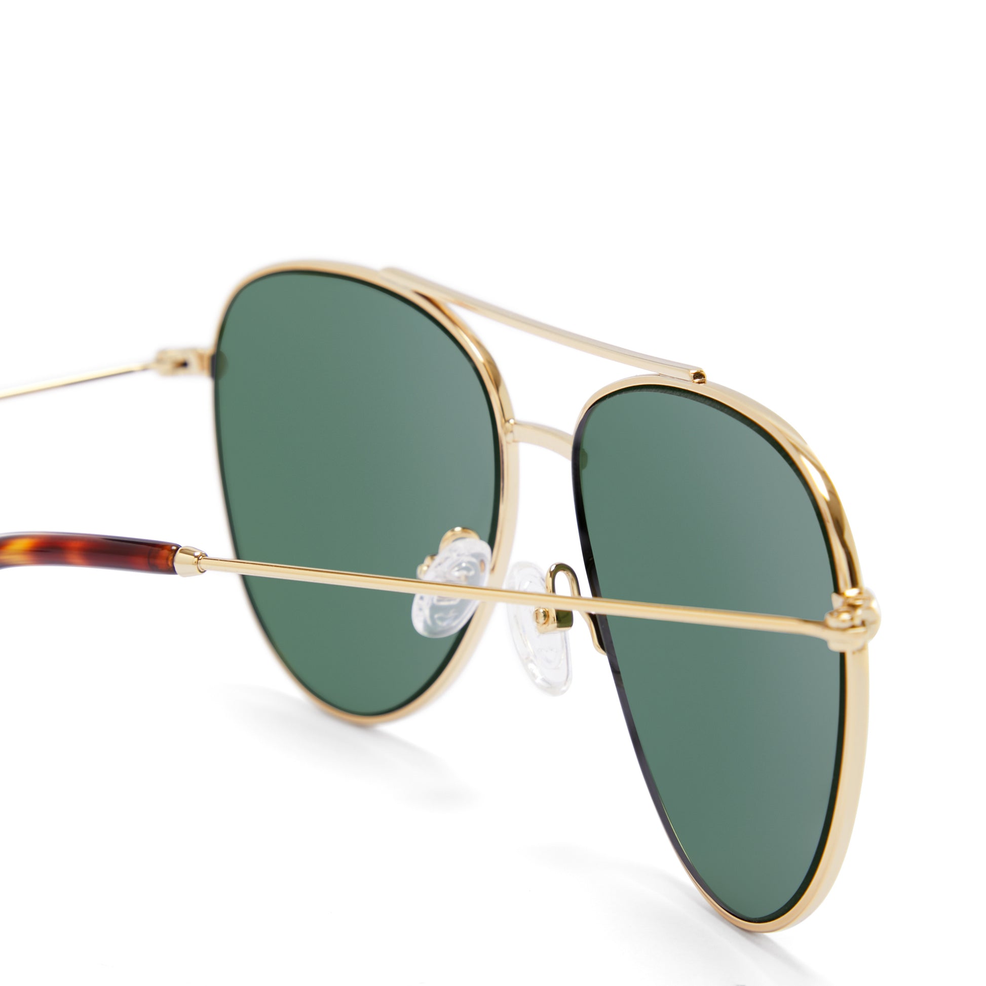 La Villette Remi gold coloured aviator sunglasses with green lenses -  - Isabel Bernard