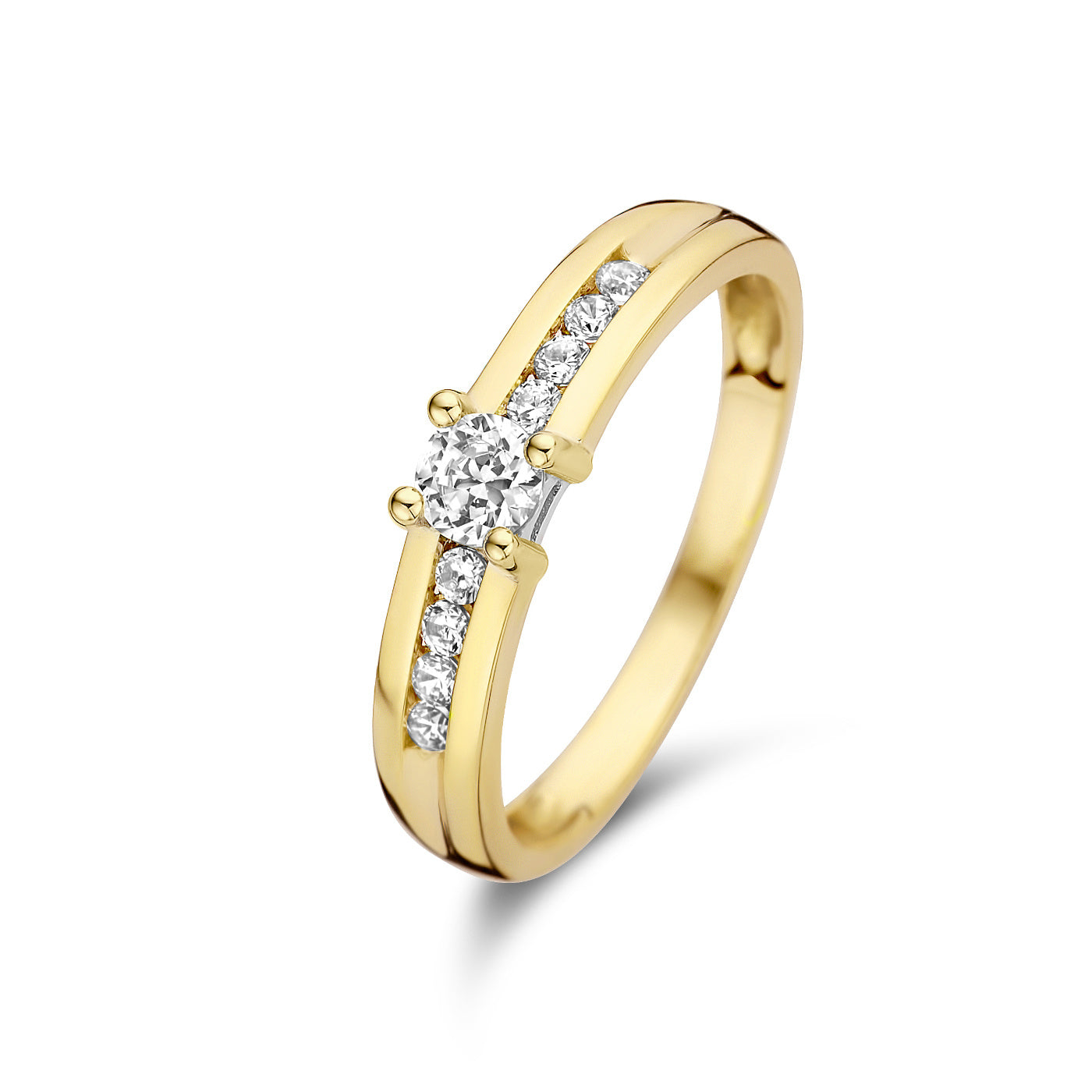 Le Marais Estée 14 karat gold ring with zirconia stones -  - Isabel Bernard