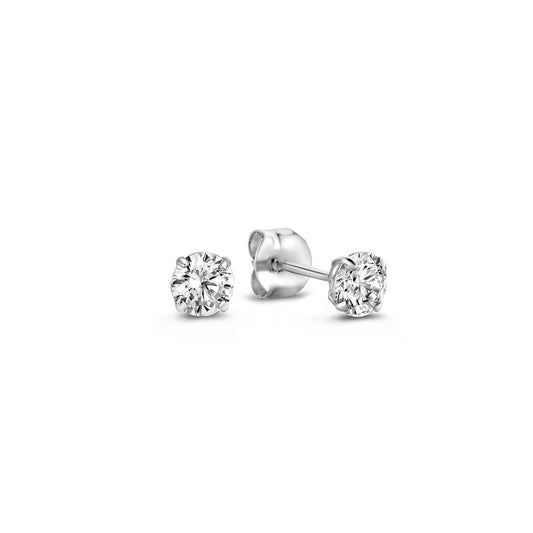 Saint Germain Lourdes 14 karat white gold ear studs with zirconia stone -  - Isabel Bernard