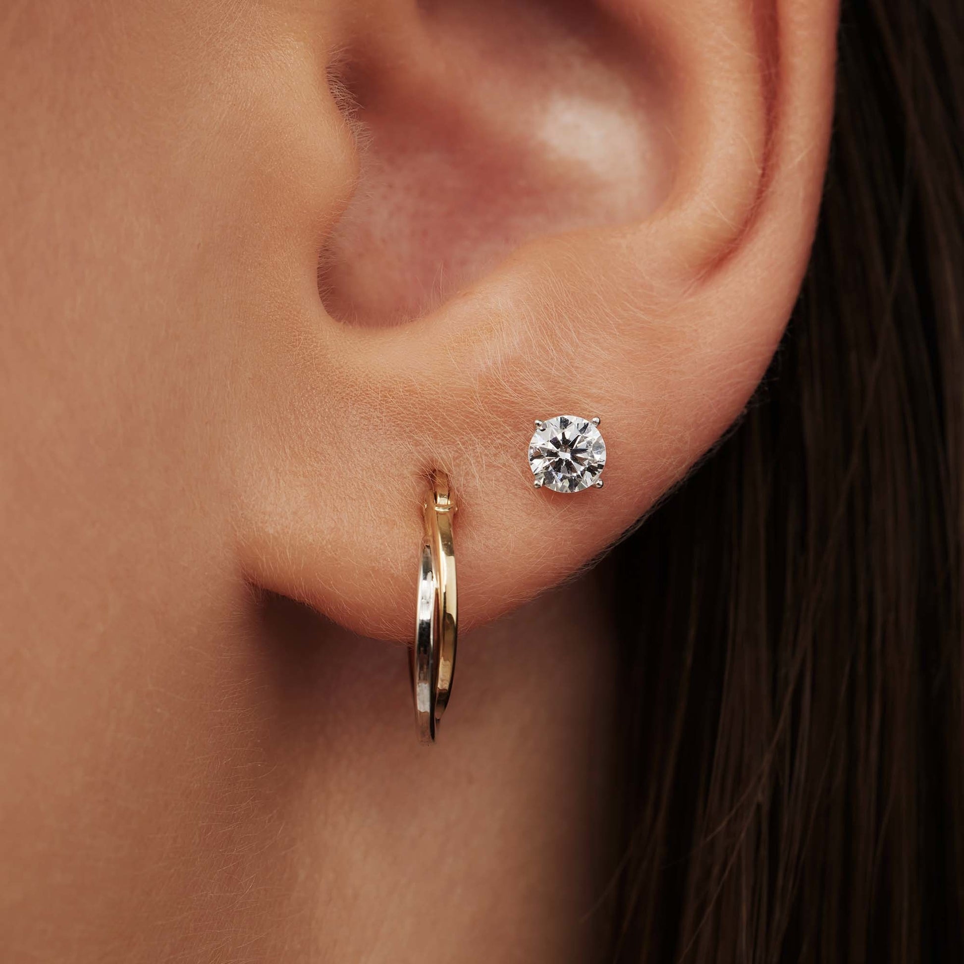 Saint Germain Lourdes 14 karat white gold ear studs with zirconia stone -  - Isabel Bernard