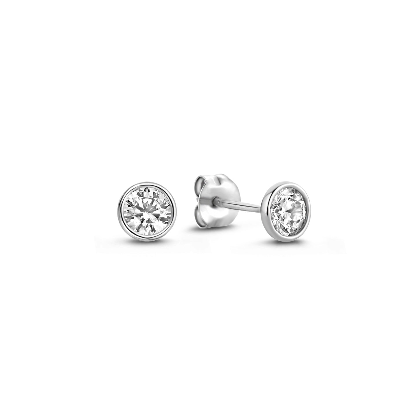 Saint Germain Juliette 14 karat white gold ear studs with zirconia stone -  - Isabel Bernard