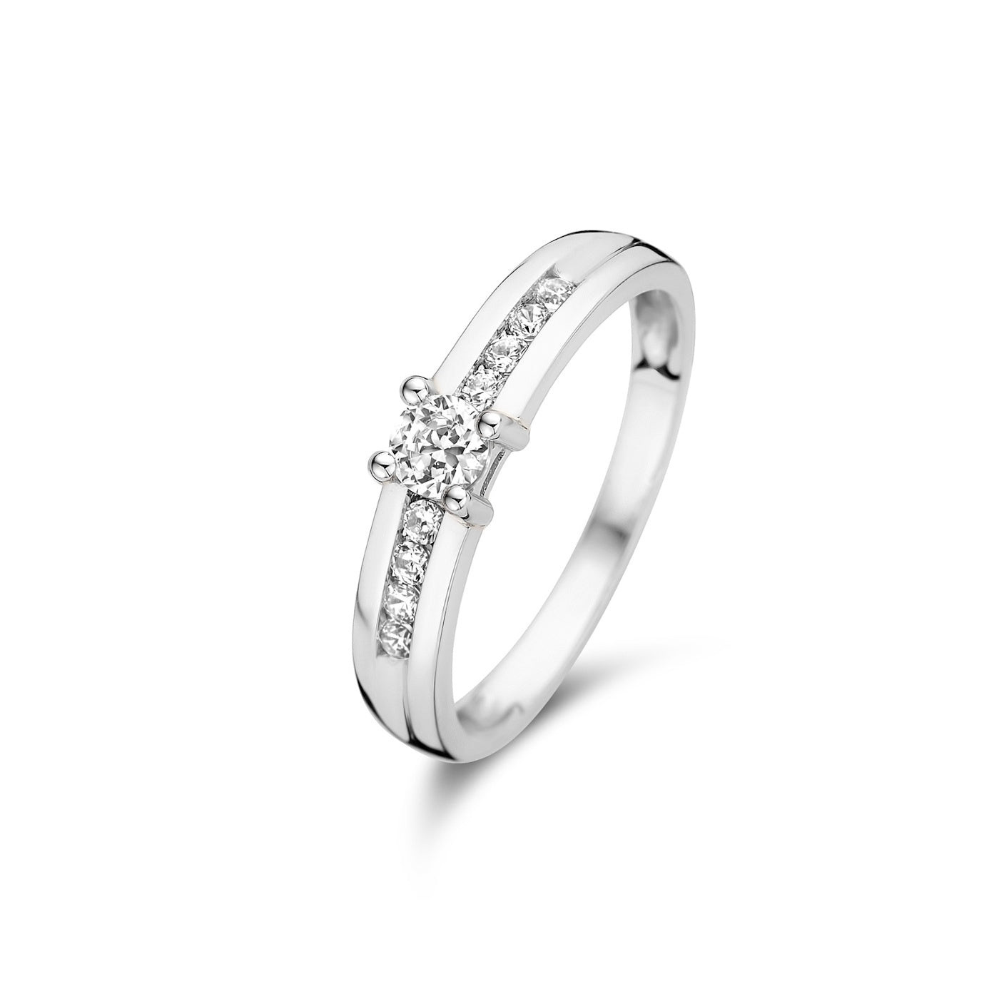 Saint Germain Estee 14 karat white gold ring with zirconia stones -  - Isabel Bernard