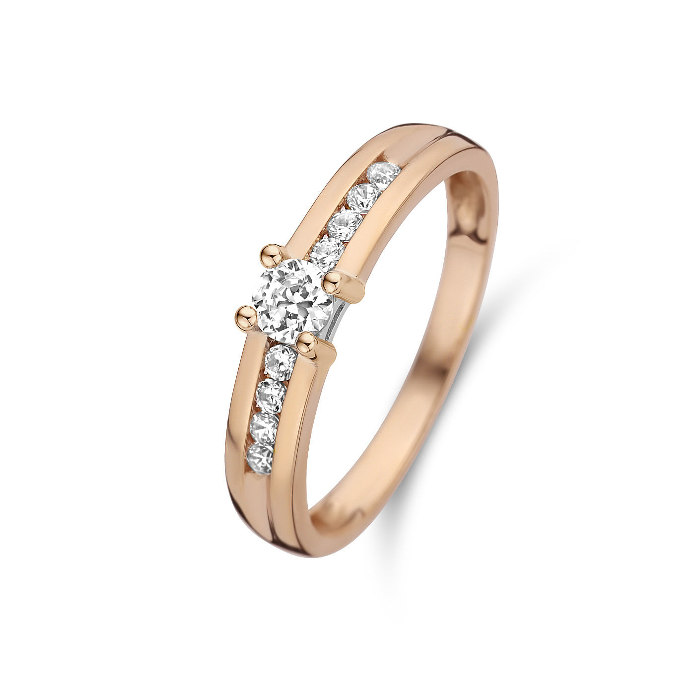 La Concorde Estee 14 karat rose gold ring zirconia stones -  - Isabel Bernard