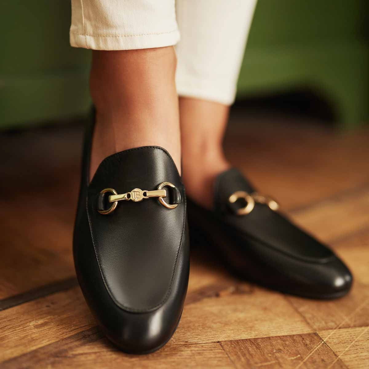 Vendome Fleur black calfskin leather loafers Isabel Bernard
