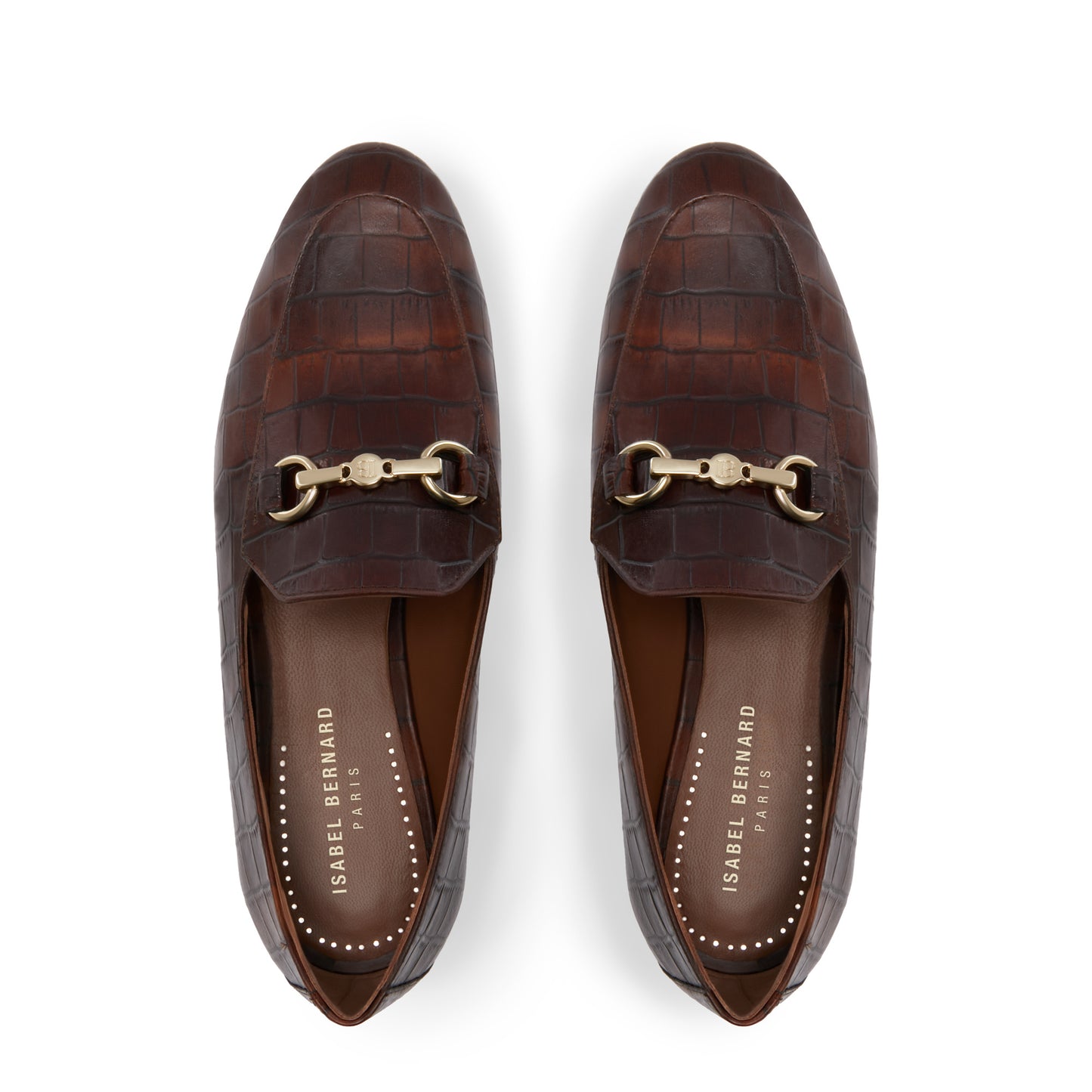 Vendôme Fleur croco brown calfskin leather loafers -  - Isabel Bernard