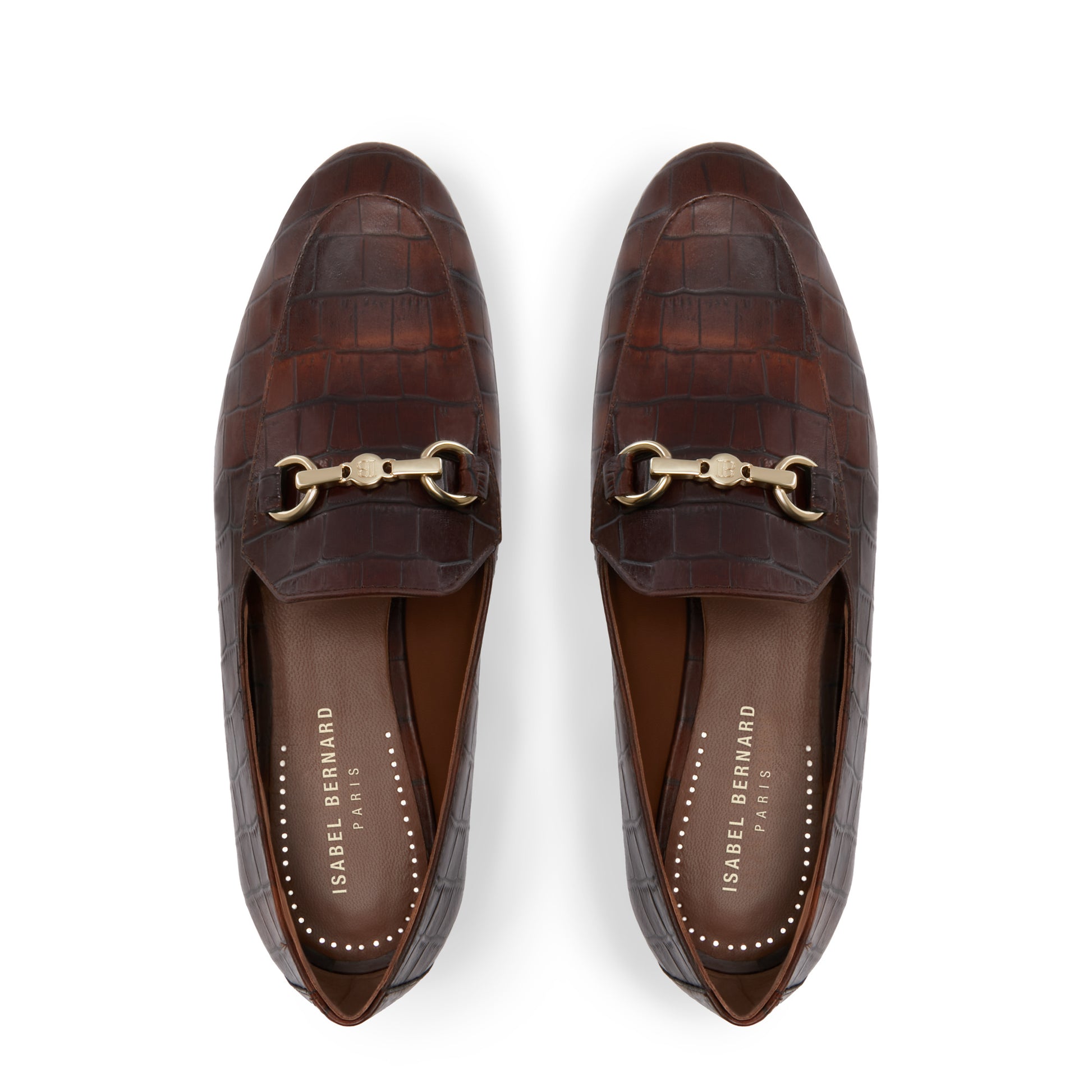 Vendôme Fleur croco brown calfskin leather loafers -  - Isabel Bernard