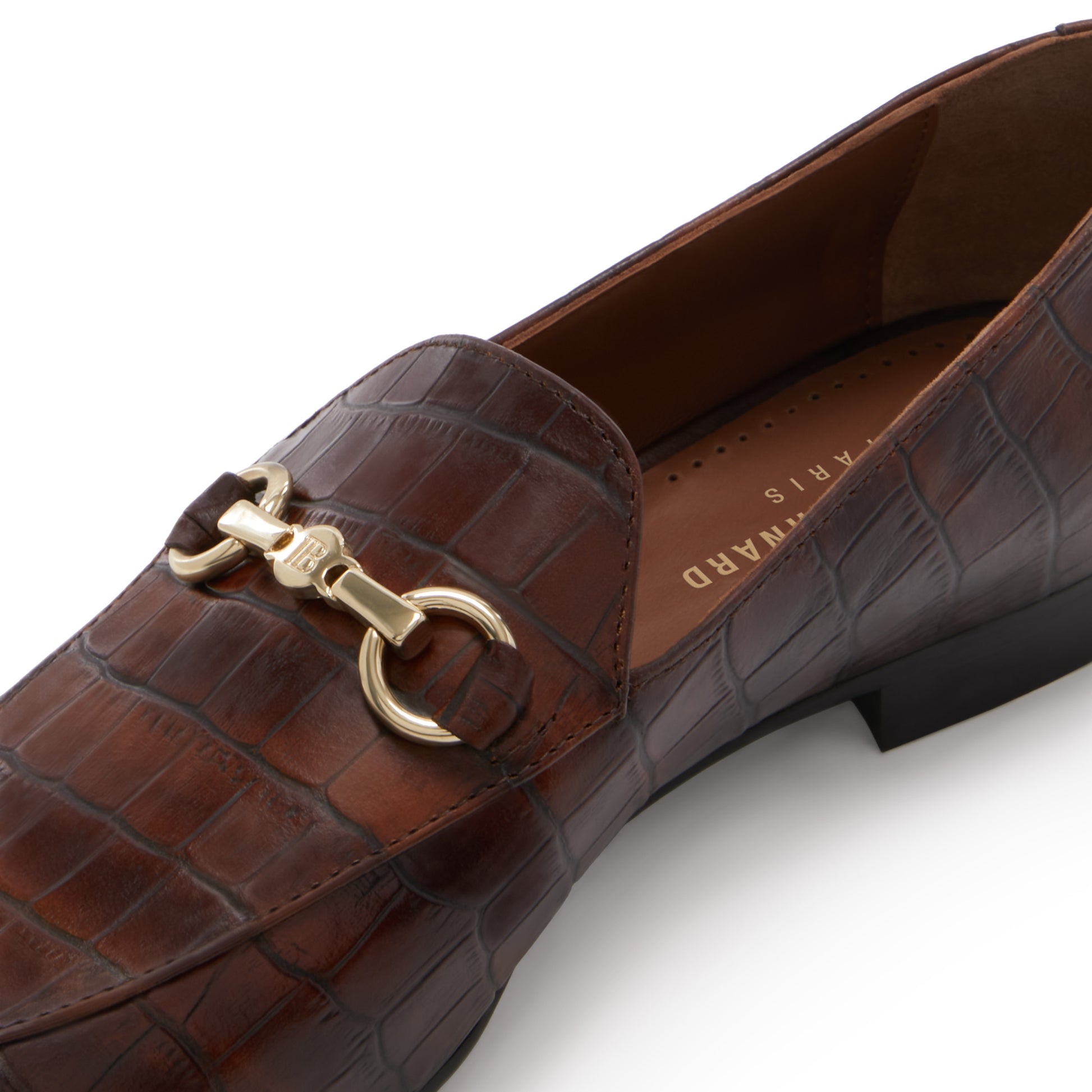 Vendôme Fleur croco brown calfskin leather loafers -  - Isabel Bernard