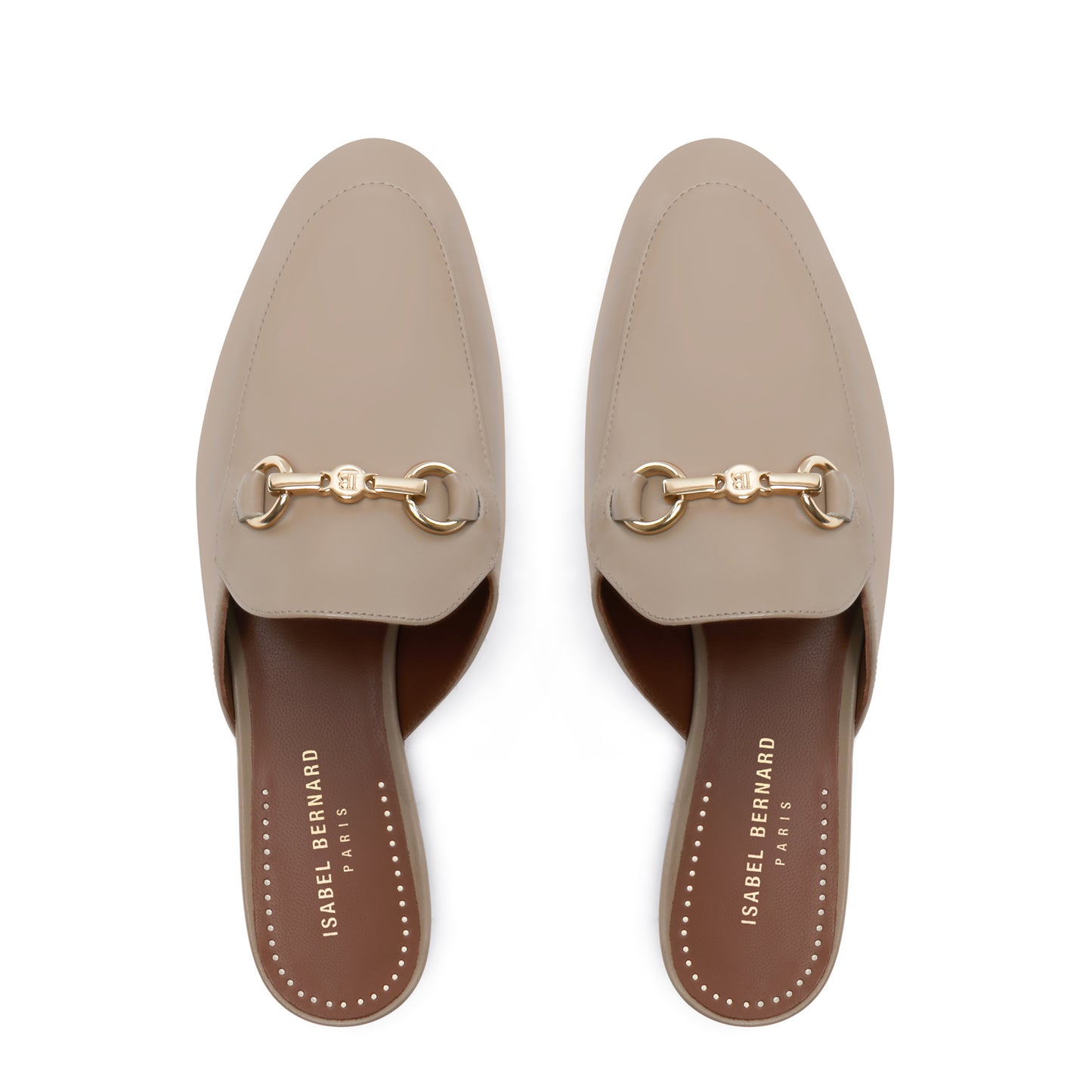 Vendôme Fleur taupe calfskin leather backless loafers -  - Isabel Bernard