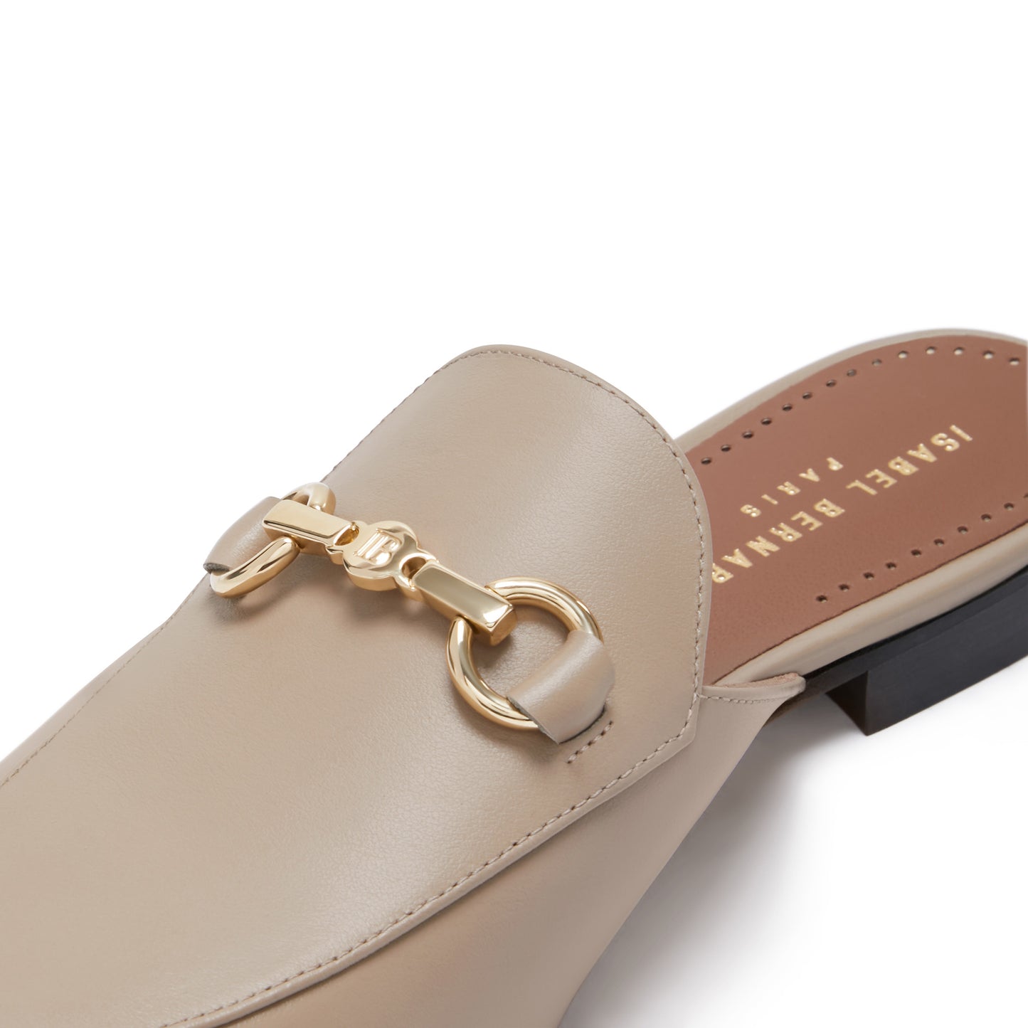 Vendôme Fleur taupe calfskin leather backless loafers -  - Isabel Bernard