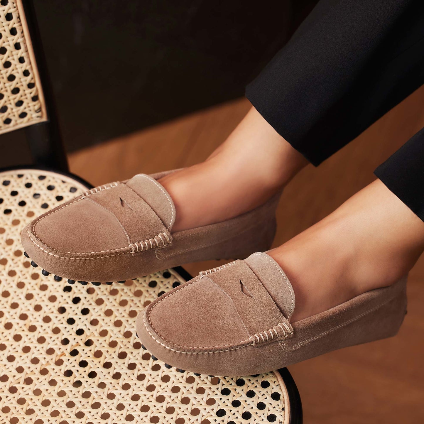 Vendôme Marie taupe suede moccasins -  - Isabel Bernard