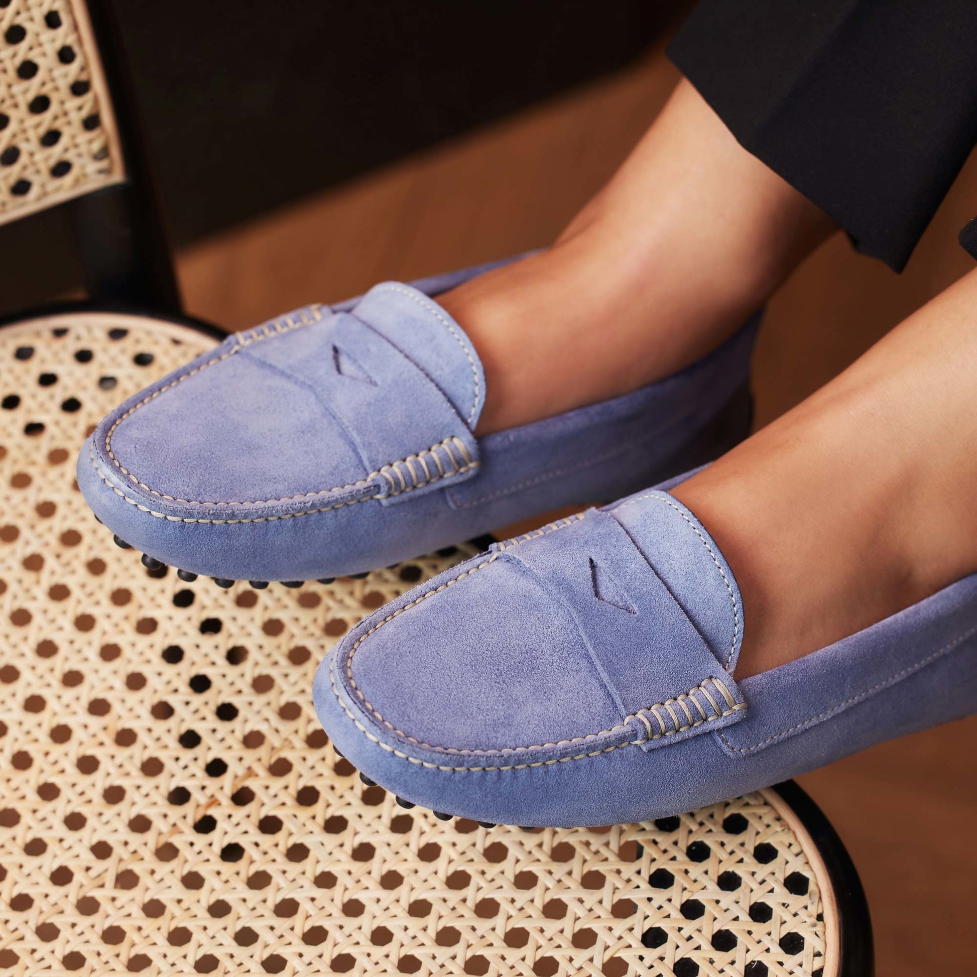 Vendôme Marie light blue suede moccasins -  - Isabel Bernard