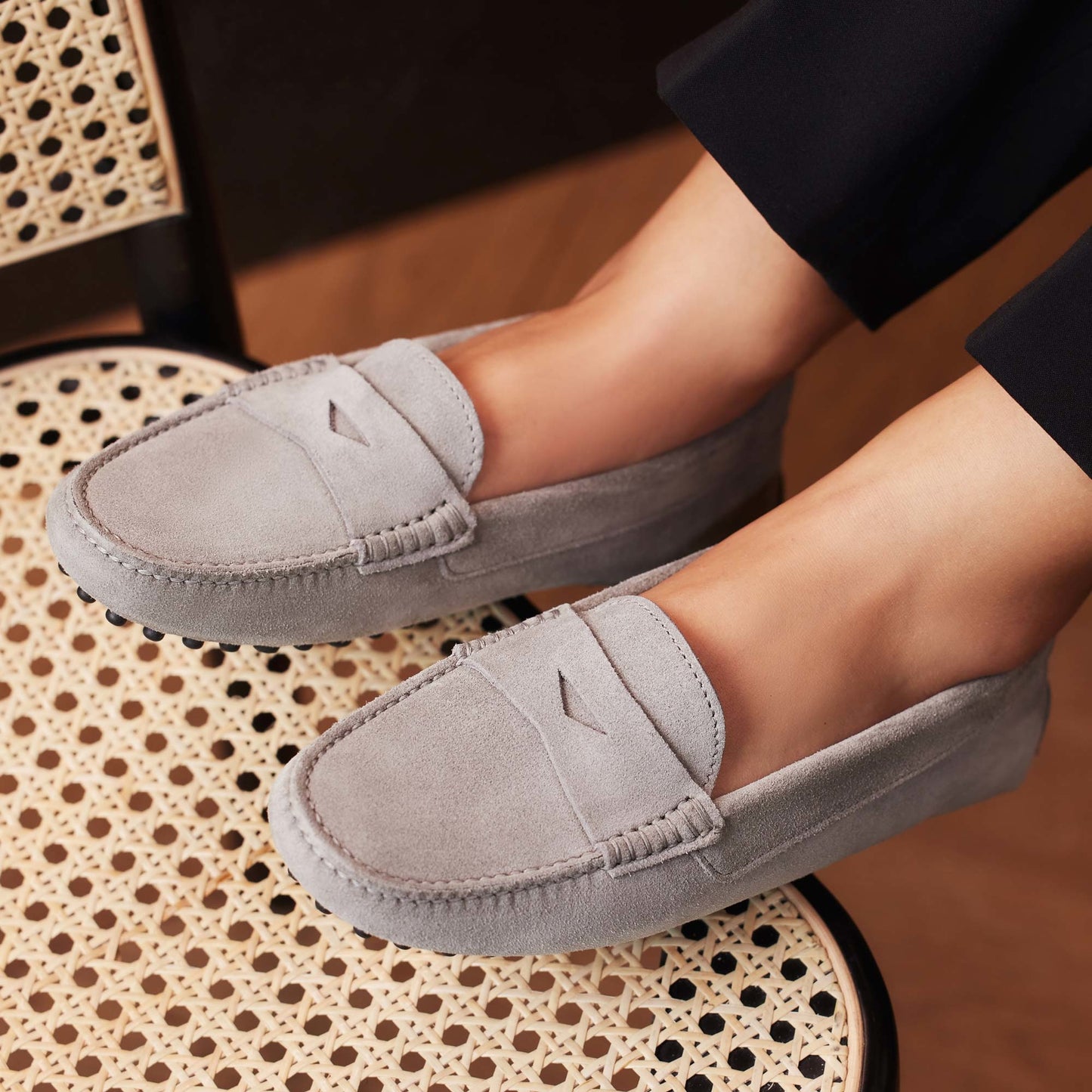 Vendôme Marie grey suede moccasins -  - Isabel Bernard