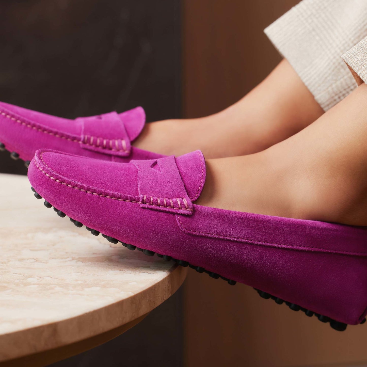 Vendôme Marie fuchsia suede moccasins -  - Isabel Bernard