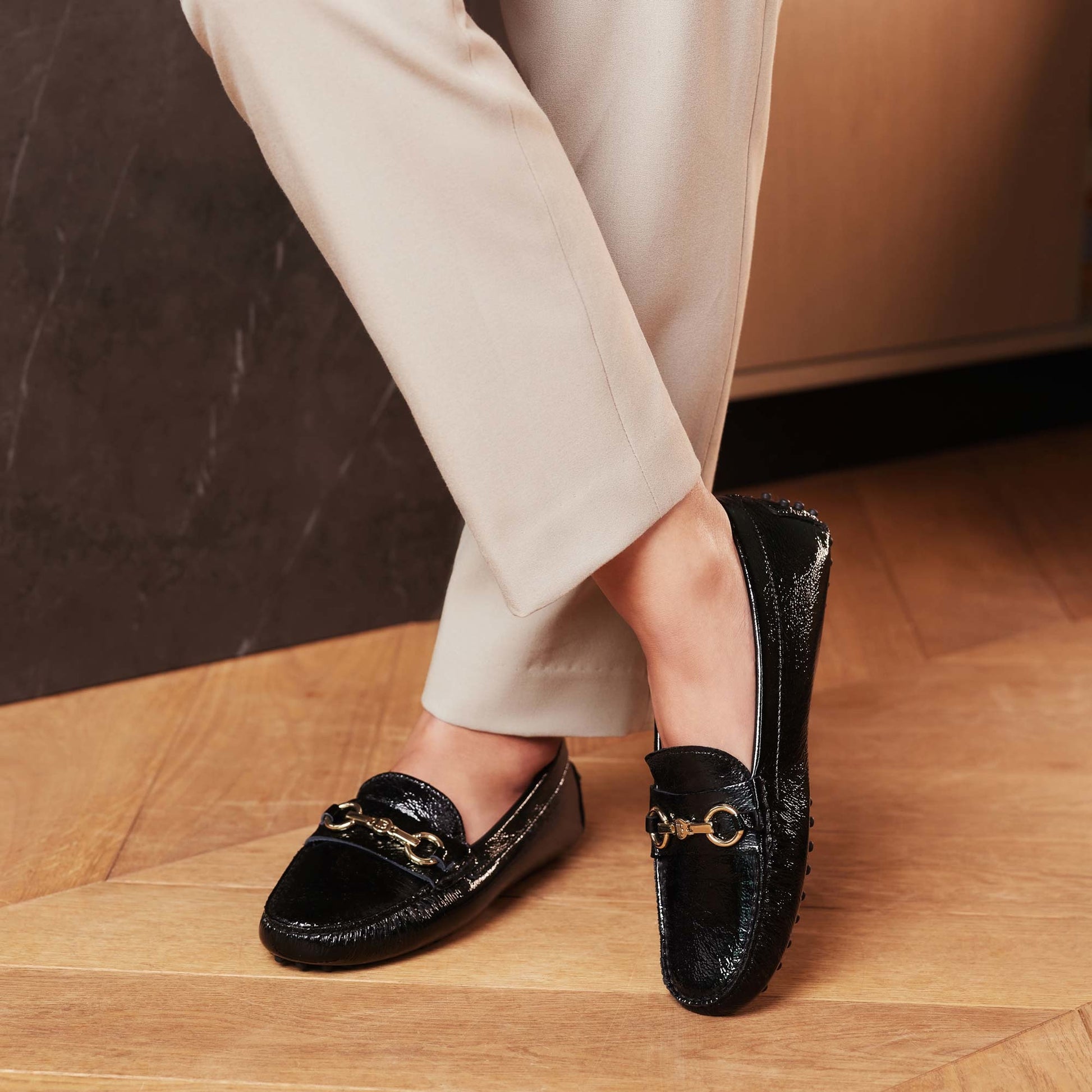 Vendôme Marie black calfskin patent leather moccasins -  - Isabel Bernard