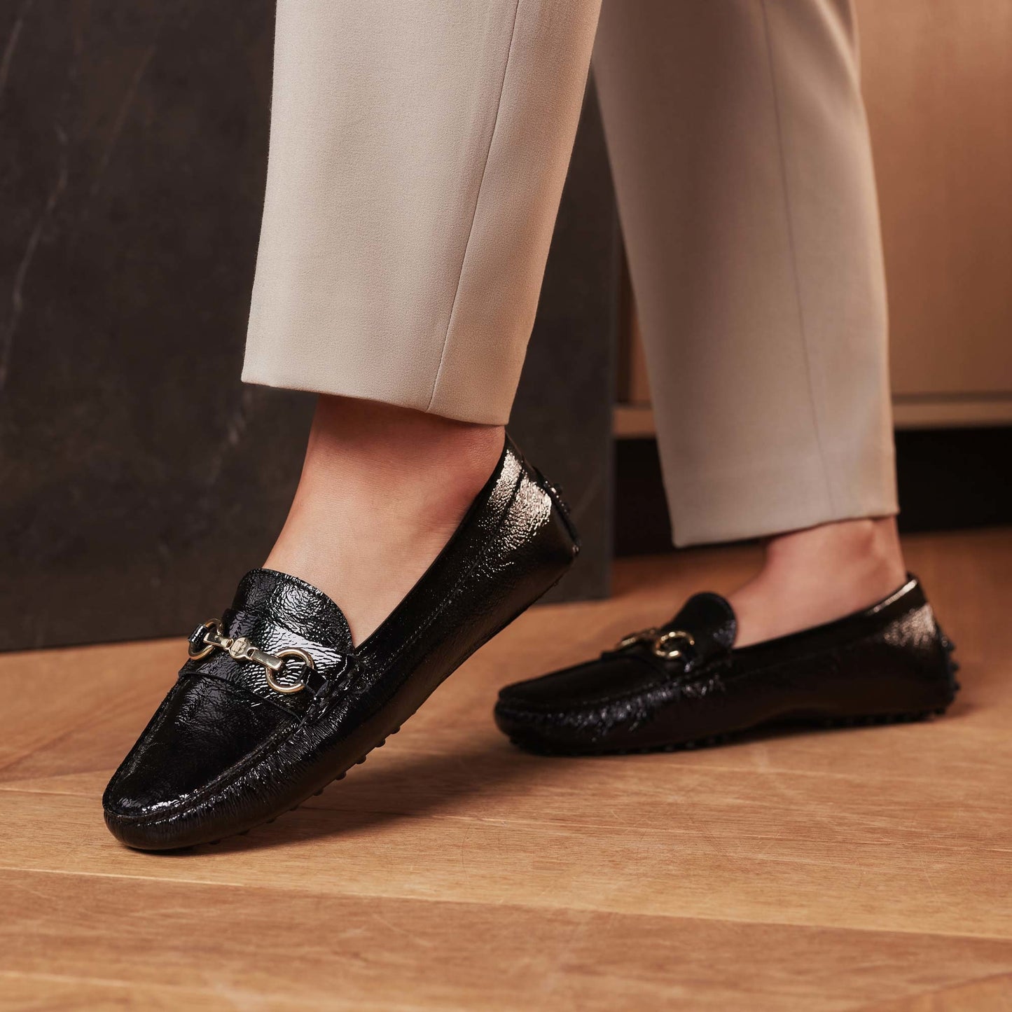 Vendôme Marie black calfskin patent leather moccasins -  - Isabel Bernard