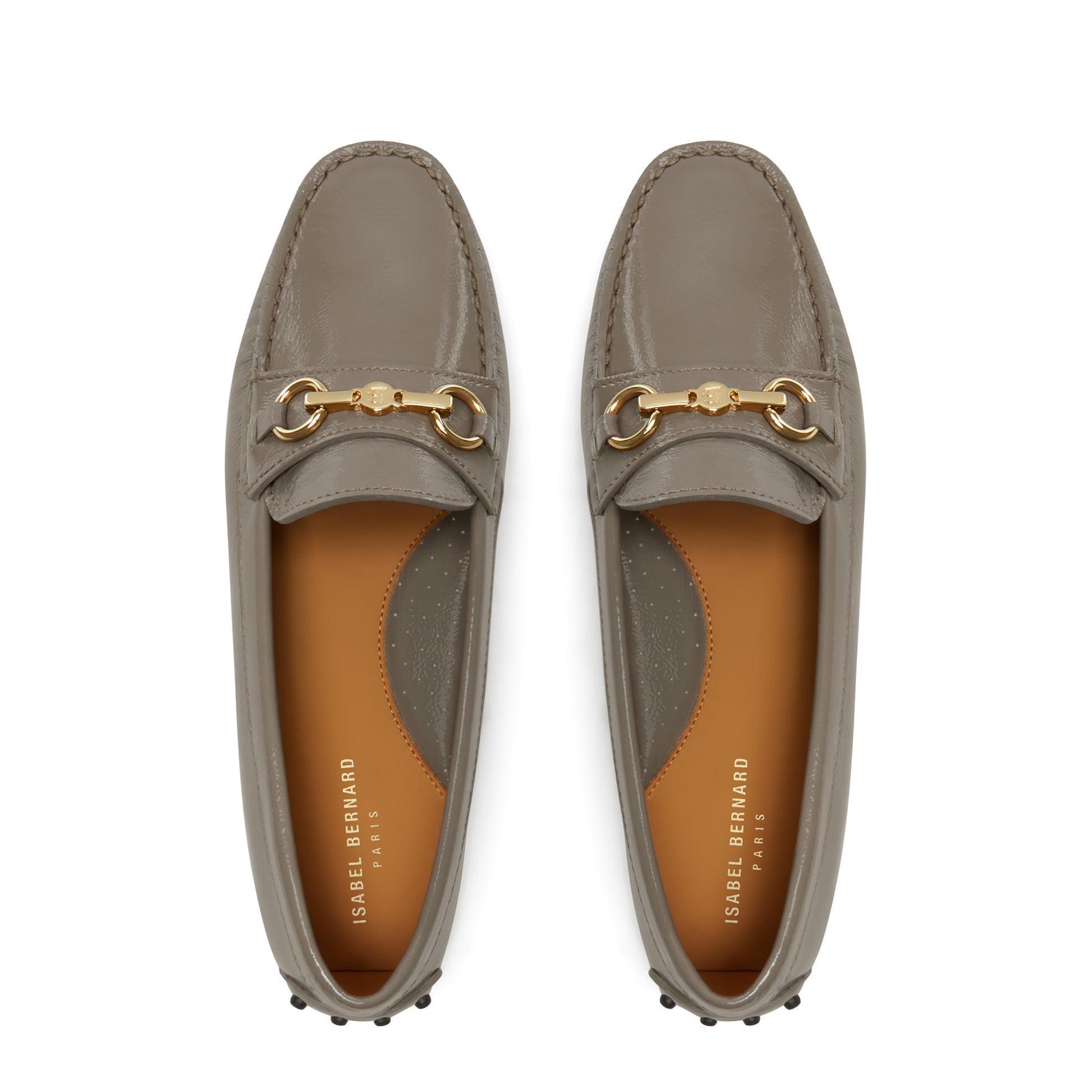 Vendôme Marie taupe calfskin patent leather moccasins -  - Isabel Bernard