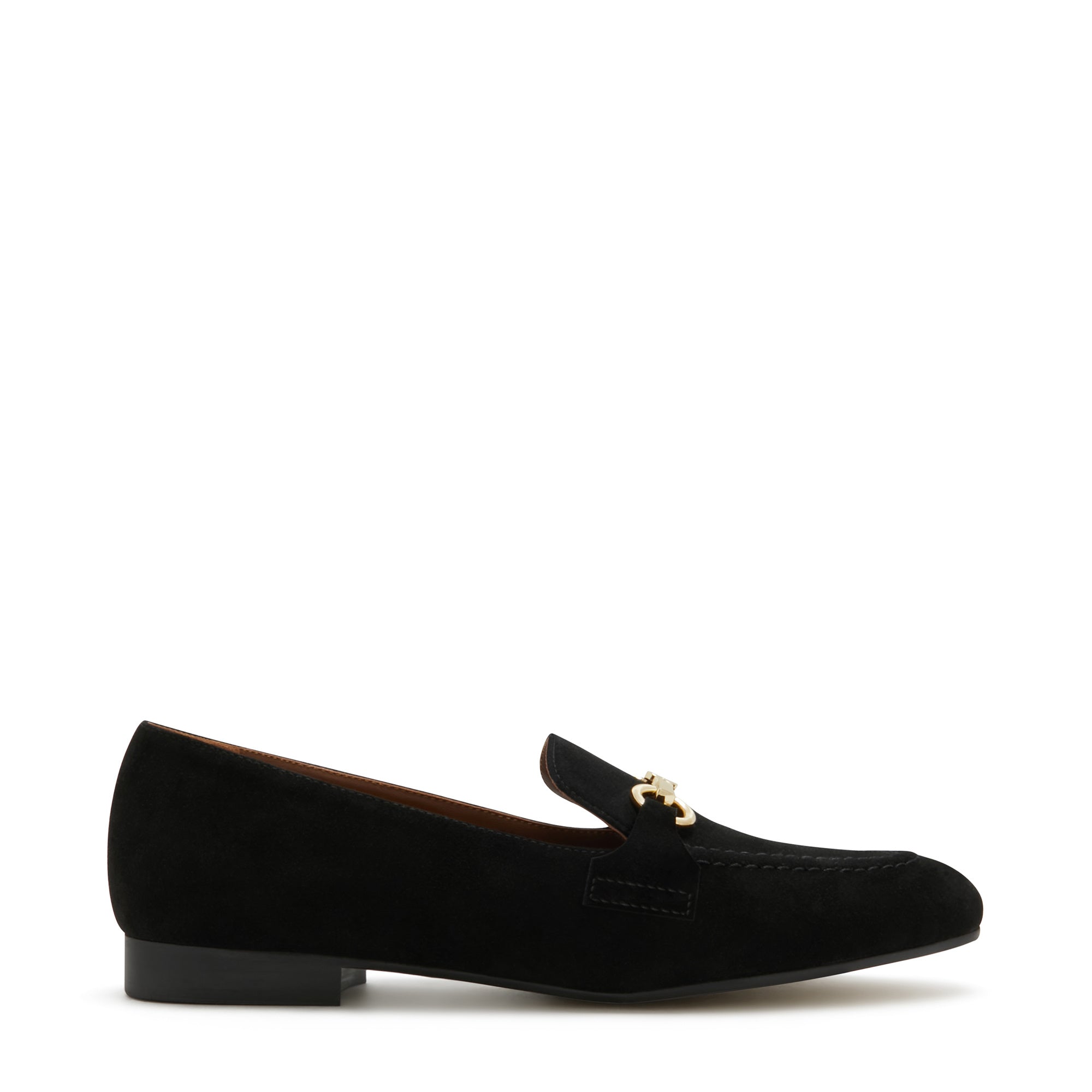 Black loafers with gold buckle on sale