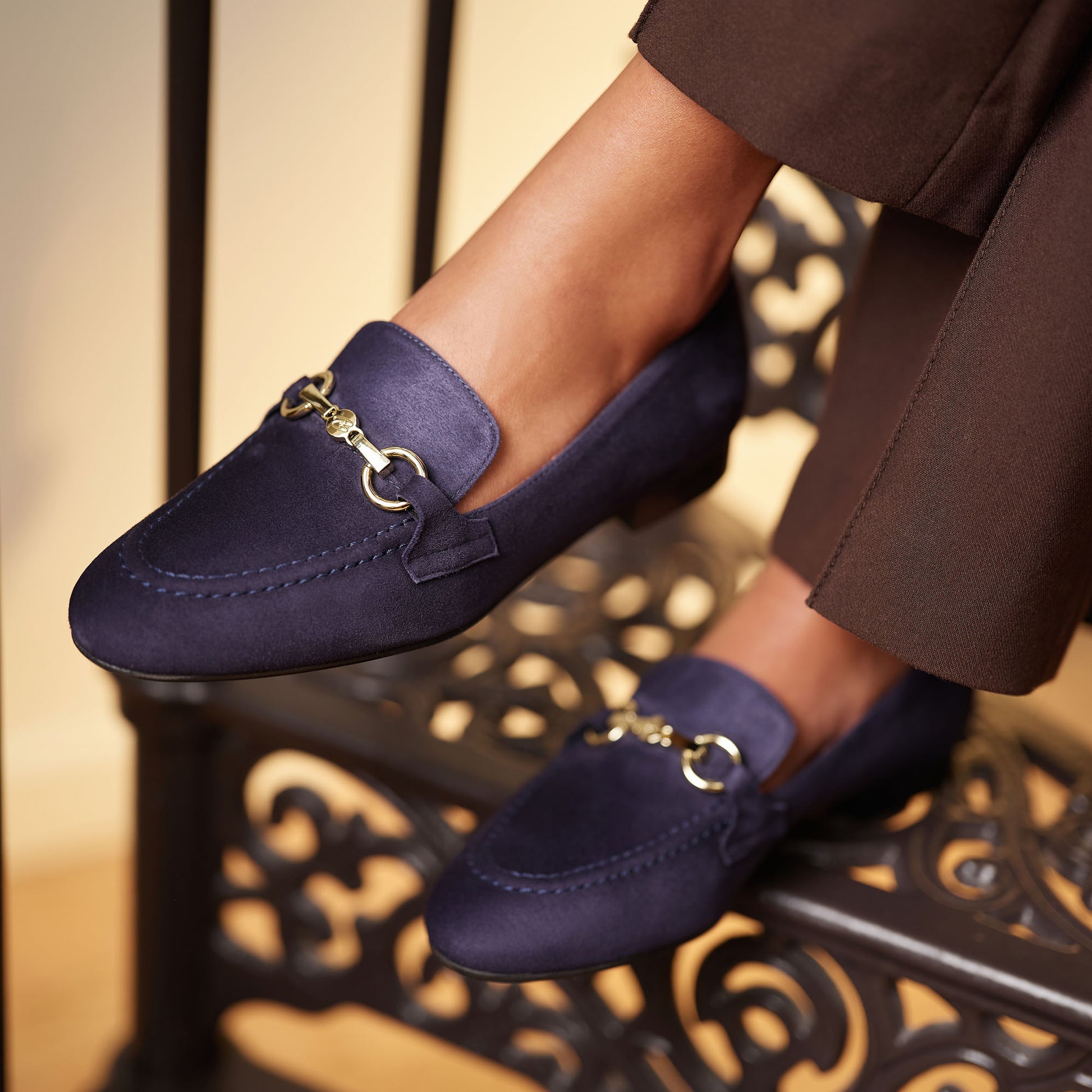 Vendôme Fleur blue suede loafers -  - Isabel Bernard