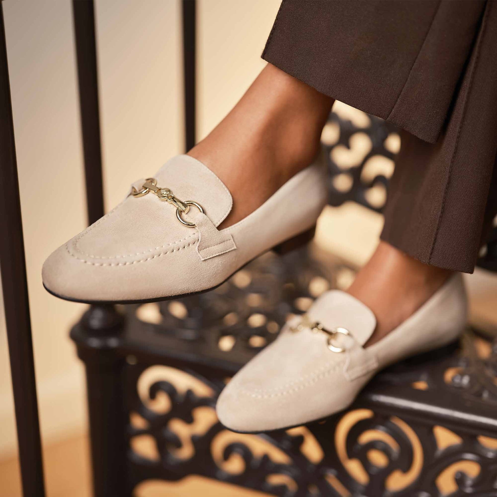 Vendôme Fleur beige suede loafers -  - Isabel Bernard