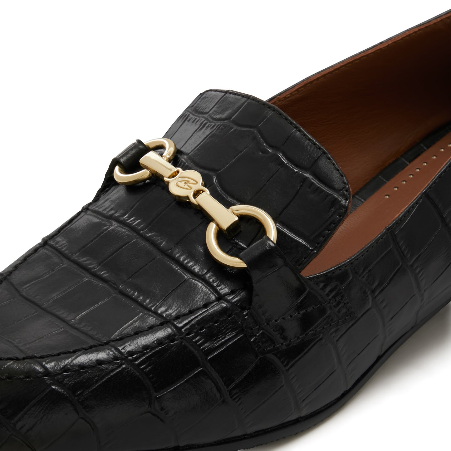 Vendôme Fleur croco black calfskin leather loafers -  - Isabel Bernard