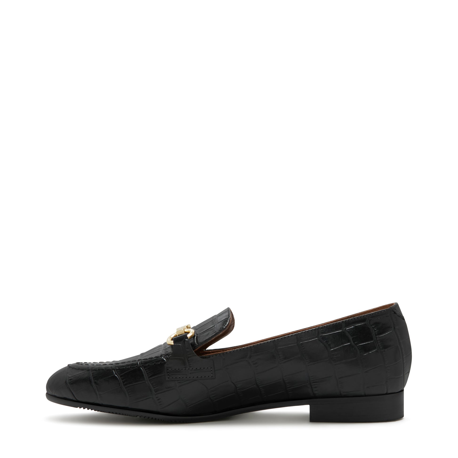 Vendôme Fleur croco black calfskin leather loafers -  - Isabel Bernard