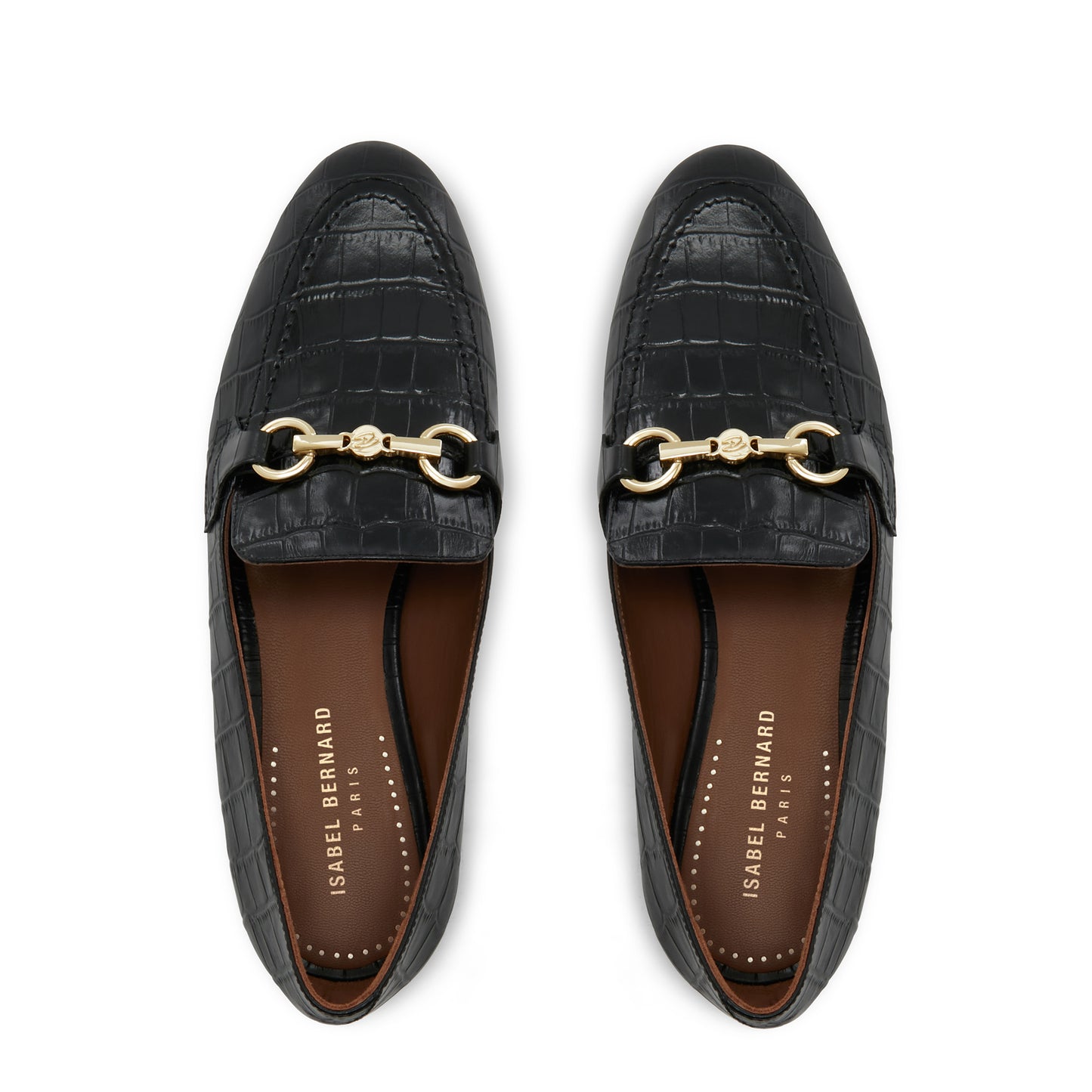 Vendôme Fleur croco black calfskin leather loafers -  - Isabel Bernard