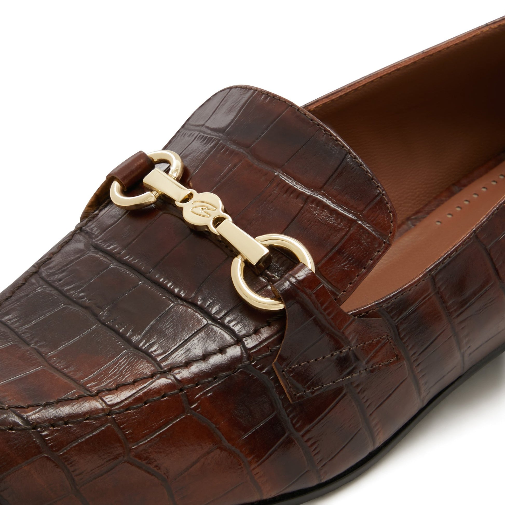 Vendôme Fleur croco brown calfskin leather loafers -  - Isabel Bernard